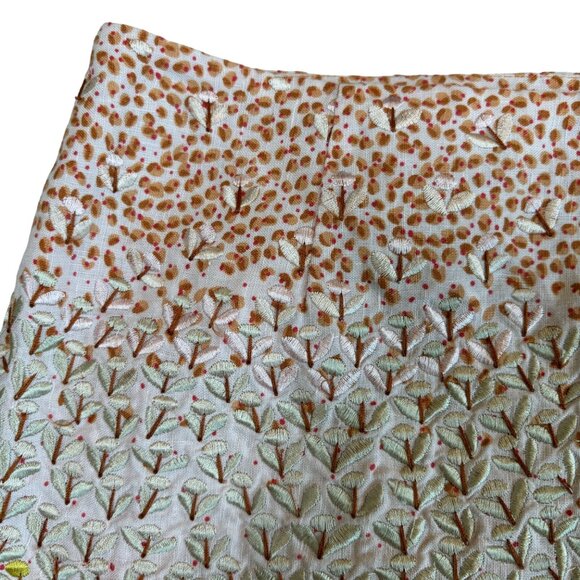 Anthropologie HD in Paris Embroidered 100% Linen Skirt Lined Ombre Mini Size 2 - Picture 5 of 9